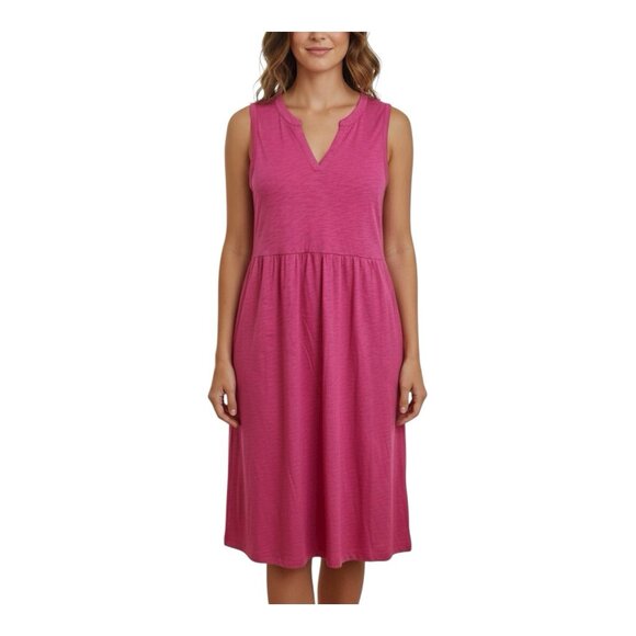 Market & Spruce Fuschia Pink Sun Dress Size Large Sleeveless V-Neck Cotton Modal - Picture 1 of 6